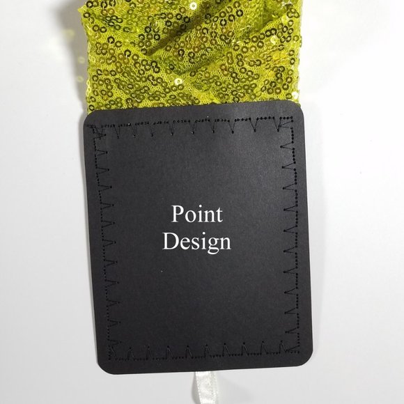Men's Lime Green Sequin Pre-Folded Pocket Square Insert - Point Design - Picture 4 of 5